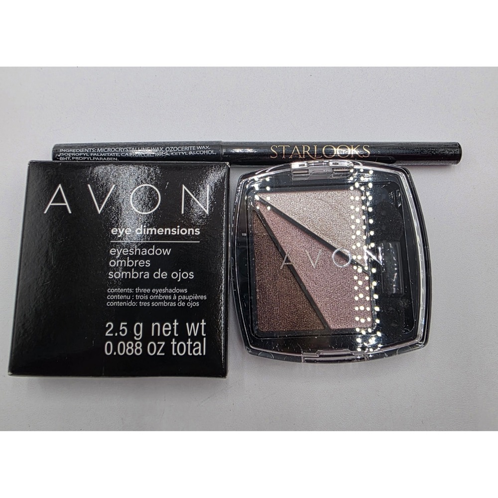 Avon Eye Dimensions Neutral Haze Eyeshadow Trio & Starlooks Jet Eyeliner Set